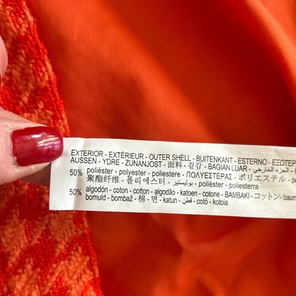🍊 ZARA Cropped Houndstooth Jacket | Orange | Size M - Picture 9 of 10